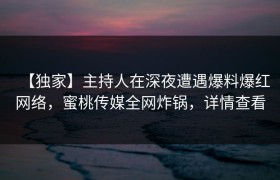 【独家】主持人在深夜遭遇爆料爆红网络，蜜桃传媒全网炸锅，详情查看