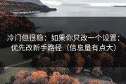 冷门但很稳：如果你只改一个设置：优先改新手路径（信息量有点大）
