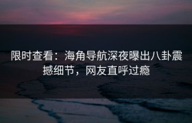 限时查看：海角导航深夜曝出八卦震撼细节，网友直呼过瘾