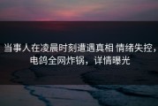 当事人在凌晨时刻遭遇真相 情绪失控，电鸽全网炸锅，详情曝光