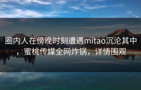 圈内人在傍晚时刻遭遇mitao沉沦其中，蜜桃传媒全网炸锅，详情围观