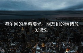 海角网的黑料曝光，网友们的情绪愈发激烈