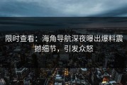 限时查看：海角导航深夜曝出爆料震撼细节，引发众怒