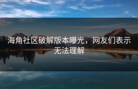 海角社区破解版本曝光，网友们表示无法理解