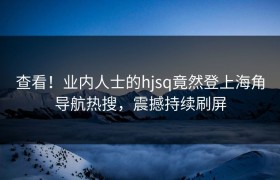 查看！业内人士的hjsq竟然登上海角导航热搜，震撼持续刷屏