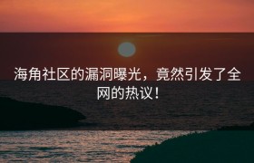 海角社区的漏洞曝光，竟然引发了全网的热议！