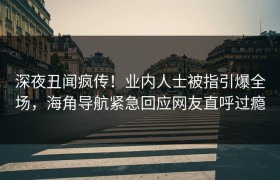深夜丑闻疯传！业内人士被指引爆全场，海角导航紧急回应网友直呼过瘾