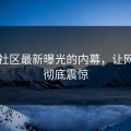 海角社区最新曝光的内幕，让网友们彻底震惊