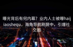 曝光背后有何内幕？业内人士被曝haijiaoshequ，海角导航刷屏中，引爆社交圈