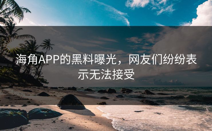 海角APP的黑料曝光，网友们纷纷表示无法接受