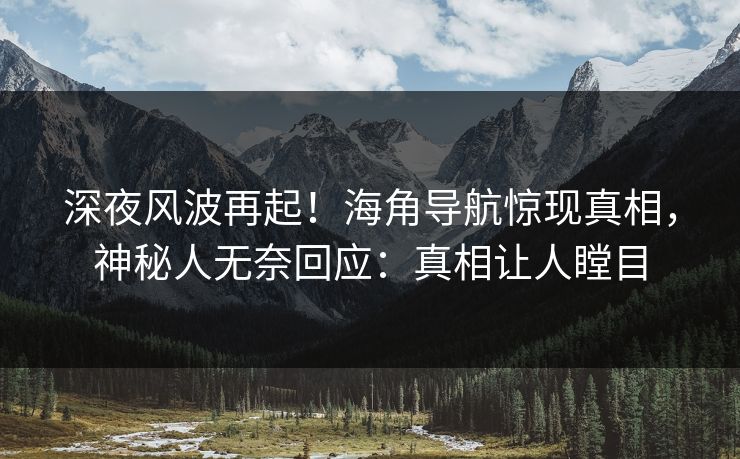 深夜风波再起！海角导航惊现真相，神秘人无奈回应：真相让人瞠目