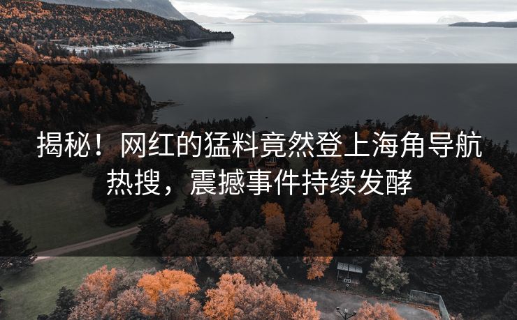 揭秘！网红的猛料竟然登上海角导航热搜，震撼事件持续发酵